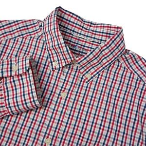 Vineyard Vines Shirt Mens Small Red Blue Plaid On The Go OTG Performance Brrr